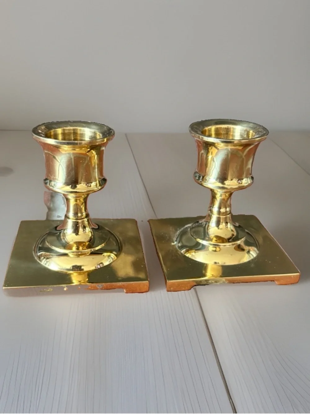 PartyLite Copley Pair Brass Candlestick Polished Gold Traditional Small P0225